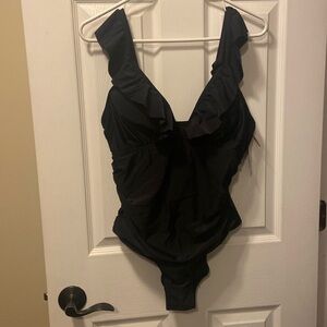 Black one piece bathing suit